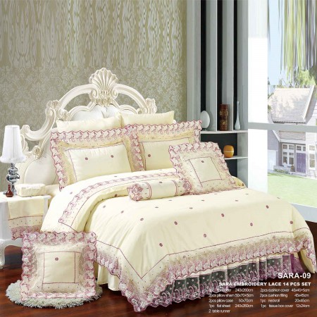 Milanobedlinen Comforter Sara Lace 14pcs Set